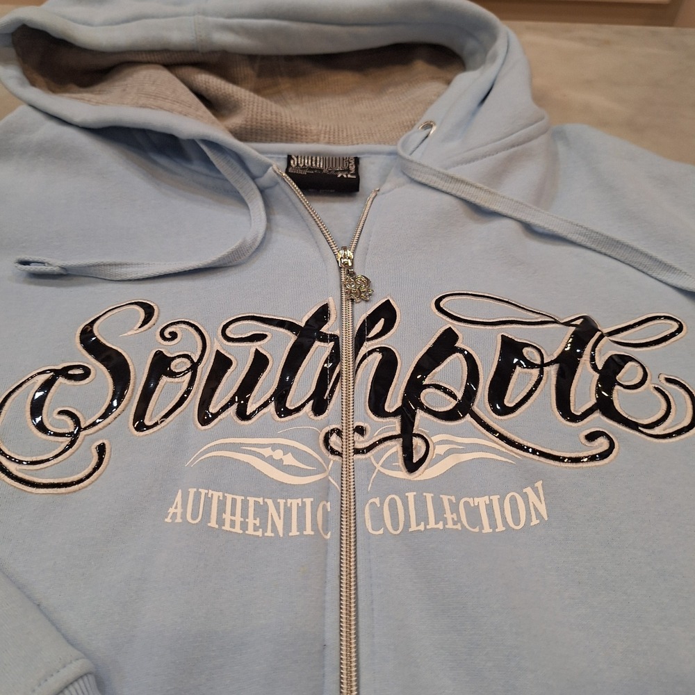 Y2K Southpole Full Zip Hoodie Mens XL Lt Blue Authentic Collection Streetwear